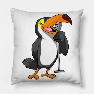 Toucan at Music with Microphone Pillow