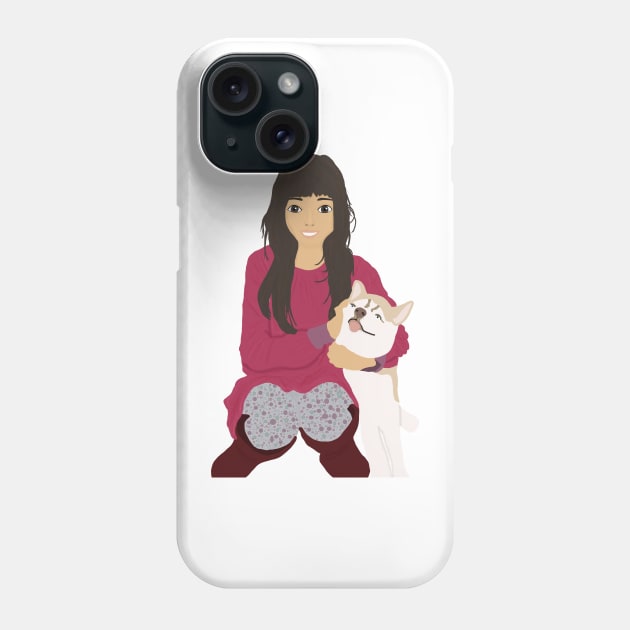 Girl hugging Husky Phone Case by Becky-Marie