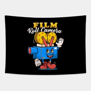 Film Roll Camera, cute character mascot film roll camera Tapestry