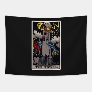 XVI. The Tower Tarot Card Tapestry