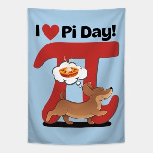 I Love PI Day Dachshund Red Tapestry