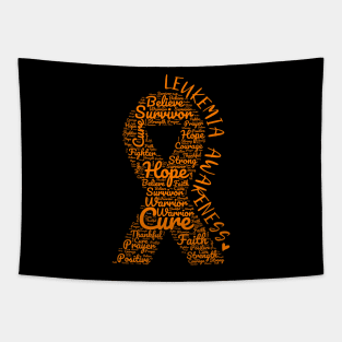 Leukemia Awareness Orange Ribbon With Positive Words Tapestry