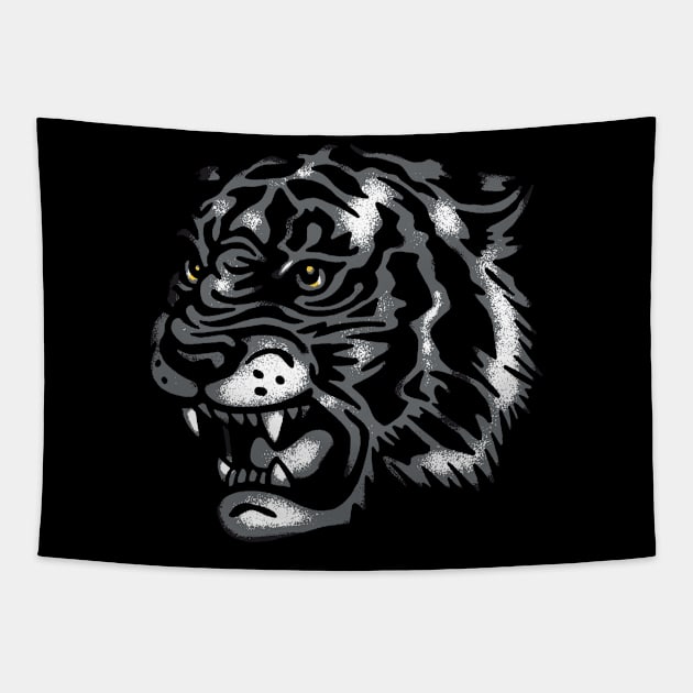 Tiger Tattoo B&W Tapestry by Bada$$Characters