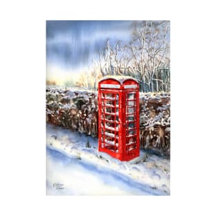 Red telephone box in the snow T-Shirt