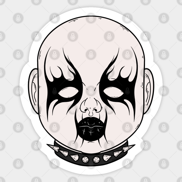 Black Metal Doll Head 2 - Black Metal - Sticker