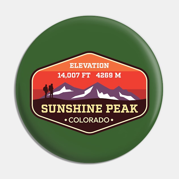 Sunshine Peak Colorado - 14ers Mountain Climbing Badge Pin by TGKelly