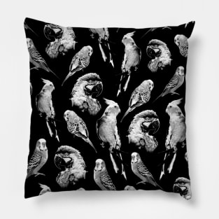 Black and White Parrot Pattern Pillow