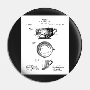 Tea Cup Patent - Tea Coffee Lover Home Kitchen Decor Art - White Pin