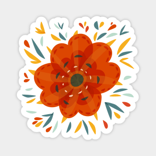 Decorative Orange Flower Magnet