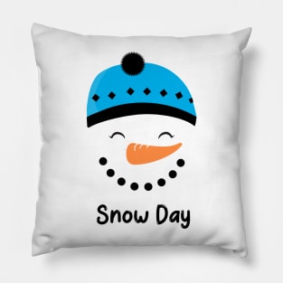 SNOWMAN Snow Day Blue Hat Snowman Christmas Pillow