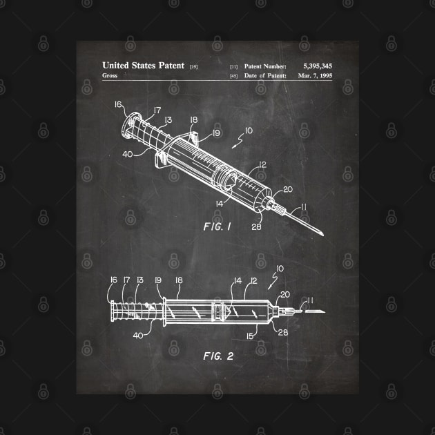 Medical Syringe Patent - Doctor Nurse Doctors Office Art - Black Chalkboard by patentpress