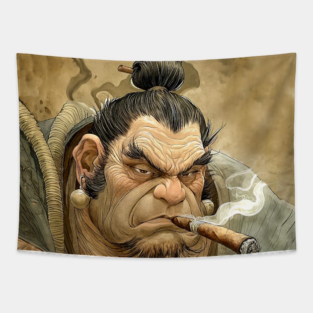 Puff Sumo: Cigar Smoking Puff Sumo Tapestry by Puff Sumo