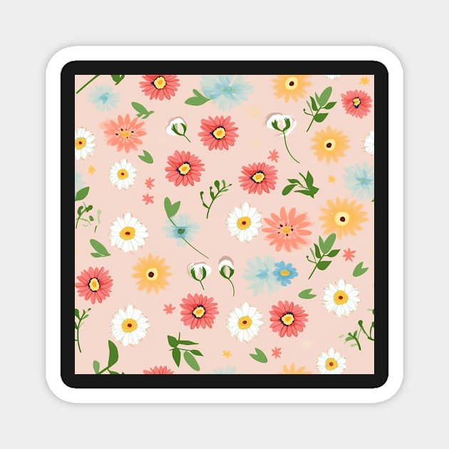 Blossoming Fashion: A Delicate Floral Fabric Pattern #2 Magnet by AntielARt