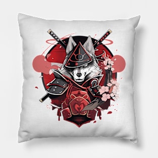 samurai wolf Pillow