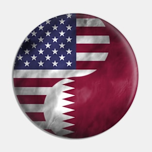 USA and Qatar Dual Flag Yin Yang Combination Pin