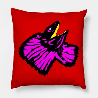 Stylized Neon Pink Frilled-neck Lizard Pillow