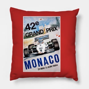 Monaco Vintage 1984 Grand Prix Auto Road Racing Poster Print Pillow