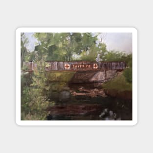 Old Bridge By The Lake Oil Painting Magnet
