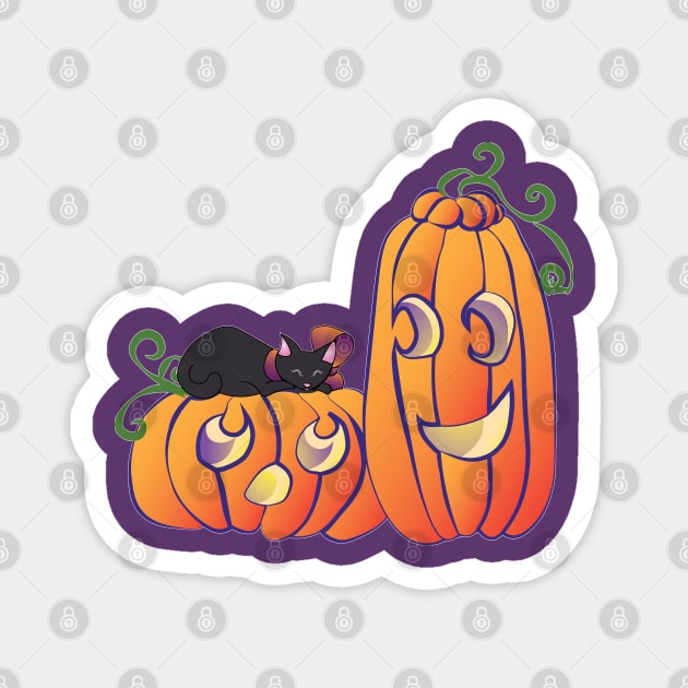 Pumpkins and Kittens Magnet by Amy-Elyse Neer