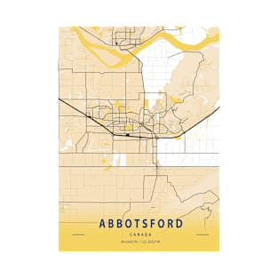 Abbotsford - Canada Yellow City Map T-Shirt