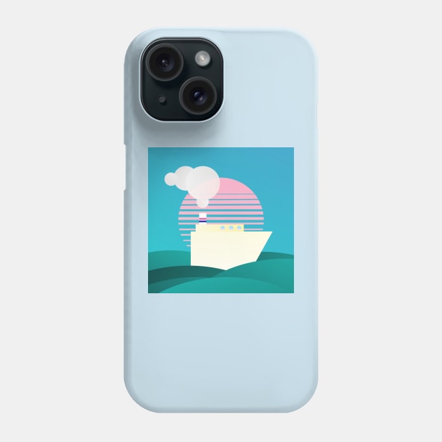 geometric ship vaporwave Phone Case by Bagalon