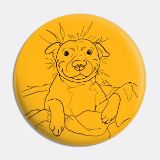 Cute goofy Pittbull line art dog illustration Pin