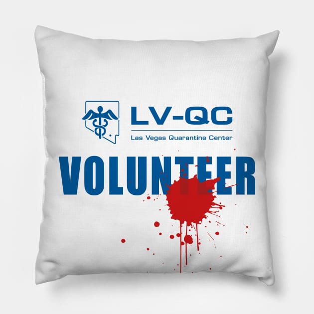 Las Vegas Quarantine Center Volunteer (bloodstained) Pillow by GraphicGibbon