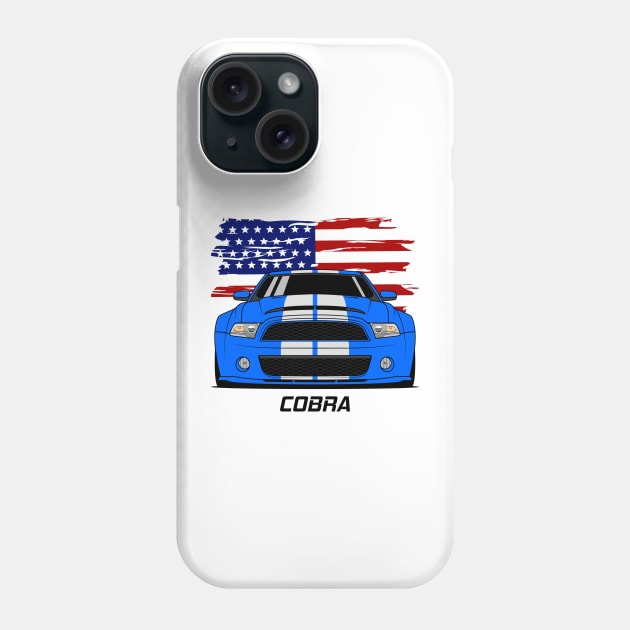 Front Stang Cobra GT 500 Blue White Phone Case by GoldenTuners