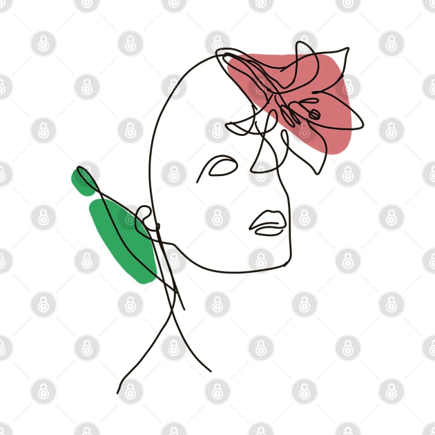 Rose woman minimalist line art by SwasRasaily