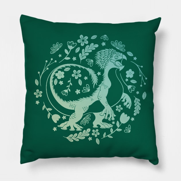 Floral Boga (Green Gradient) Pillow by Kimberly Sterling