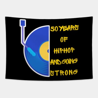 50 Years of Hip Hop And Going Strong | Retro Turntable Design Tapestry