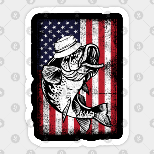 Man I Love Fishing And Mountains View USA Flag - Man I Love Fishing - Sticker