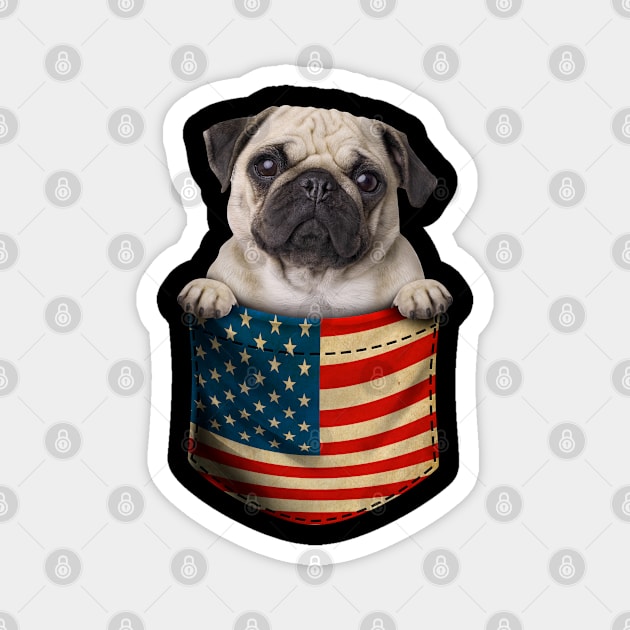 Pug In The Pocket 4th Of July Magnet by snnt