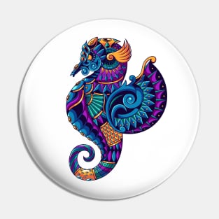 Sea horse ornament illustration Pin