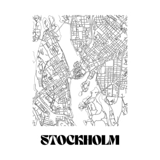 Retro Map of Stockholm, Sweden Minimalist Line Drawing T-Shirt