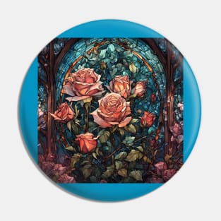 Stained Glass Roses Pin