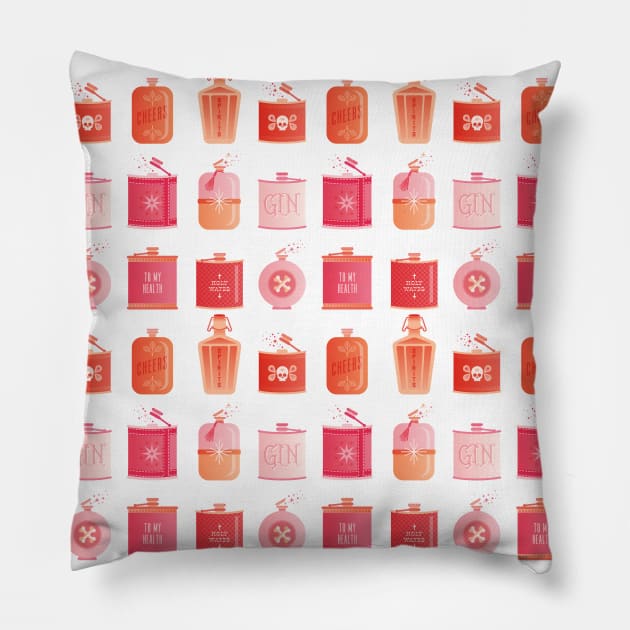 flasks pink Pillow by CatCoq