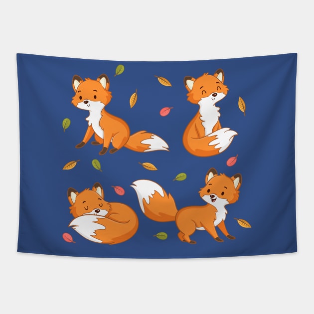 Foxes Tapestry by Mako Design 