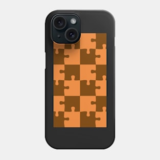 Cute Vintage Orange & Chocolate Brown Puzzle Pattern Phone Case