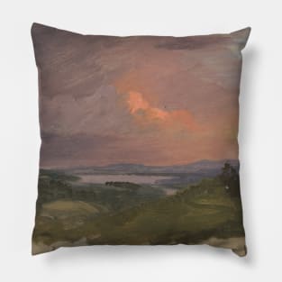 Sunset in the Hudson Valley by Frederic Edwin Church Pillow