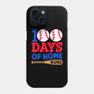 100 Days Of Home Runs Happy 100 Days Of School Phone Case