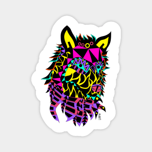 biker wolf ecopop with totonac mandala pattern art Magnet