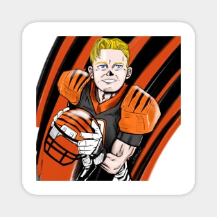 Cincinnati bengal joe burrow, in cartoon quarterback in superbowl Magnet