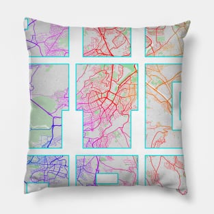 Stuttgart, Germany City Map Typography - Colorful Pillow