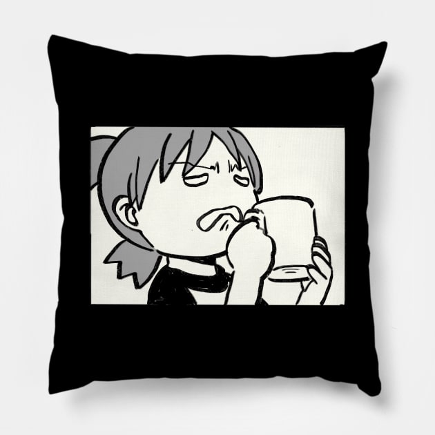 yotsuba reaction to black coffee meme Pillow by mudwizard