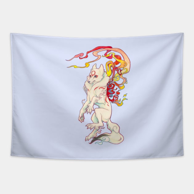 'Painted Warrior' Amaterasu plain Tapestry by charamath