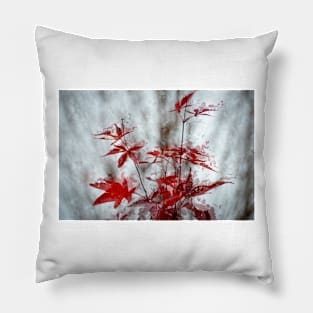 Rain On The Red Maple Leaves Pillow