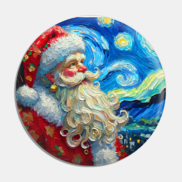 Santa Claus in starry night Pin by FUN GOGH