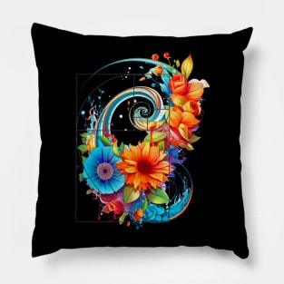 Fibonacci Sequence Fibonacci Floral Fibonacci Spiral Golden Ratio Pillow