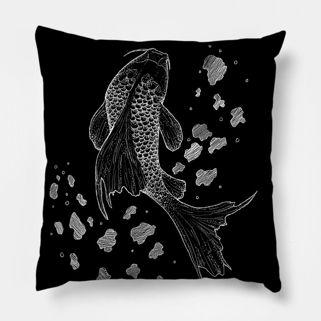 Splash - Chalkboard style, koi fish, animals Pillow by Inspirational Koi Fish